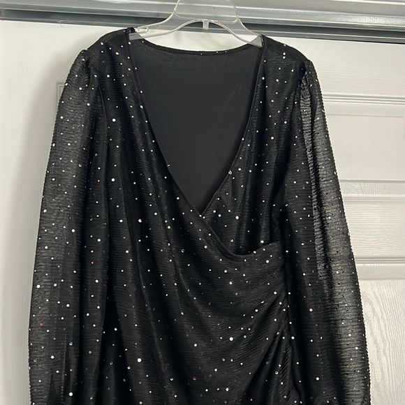 Stand out in the crowd Black sequin wrap style dress from Curve soul - Picture 2 of 4